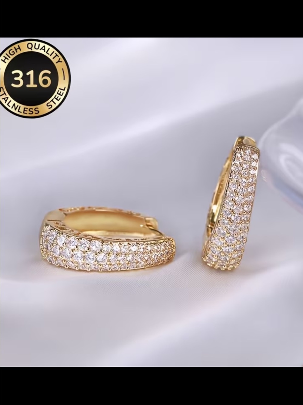 Affordable Fashion Finds Gold Crystal Pavé Huggie Earrings